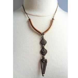 Vanessa Mooney Large Romeo's Dagger Brass Necklace with Red Crystals